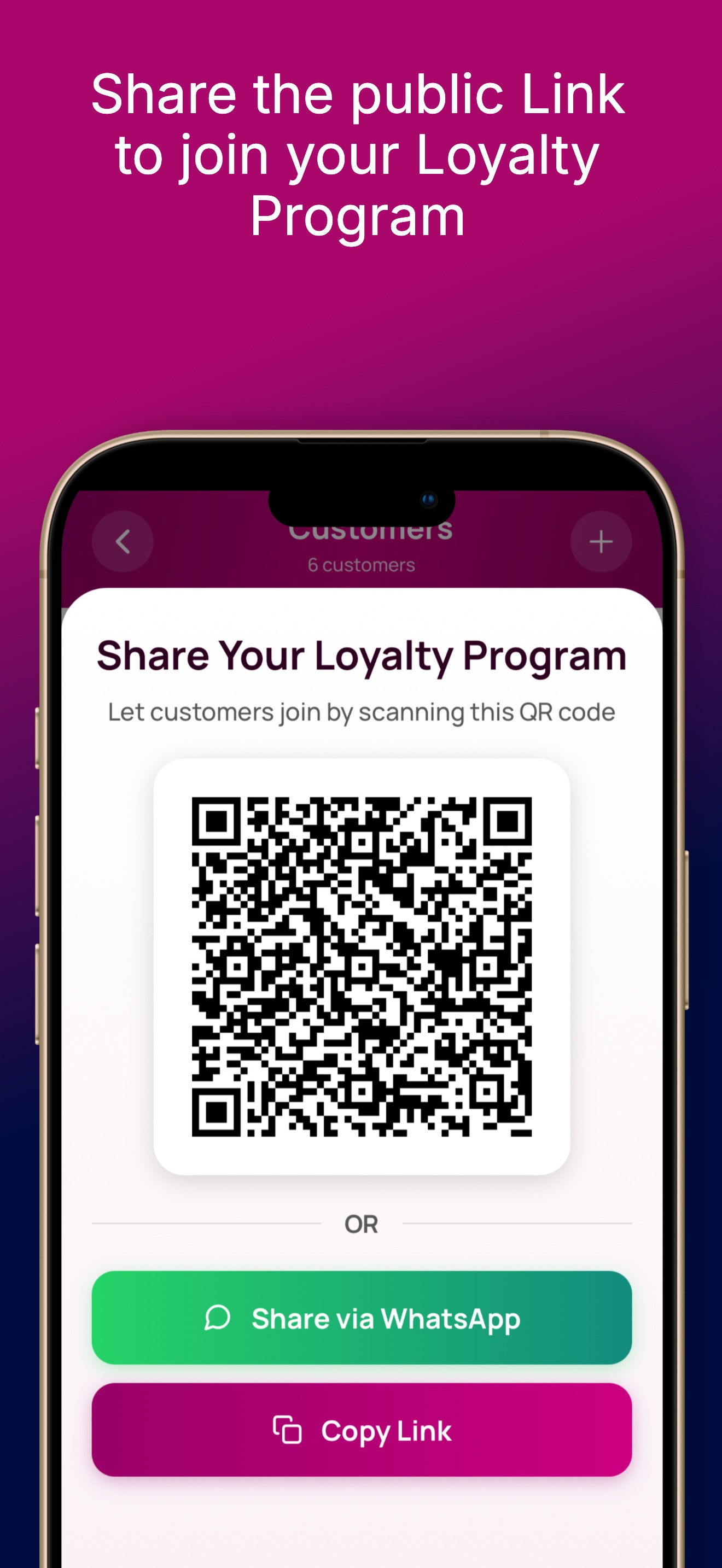 Share the public link to join your loyalty program