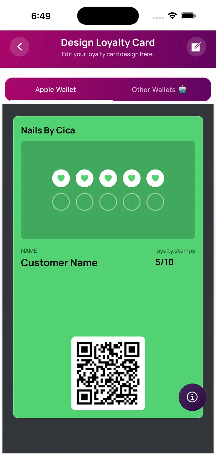 Designing a branded stamp card in the Loyal Customer app